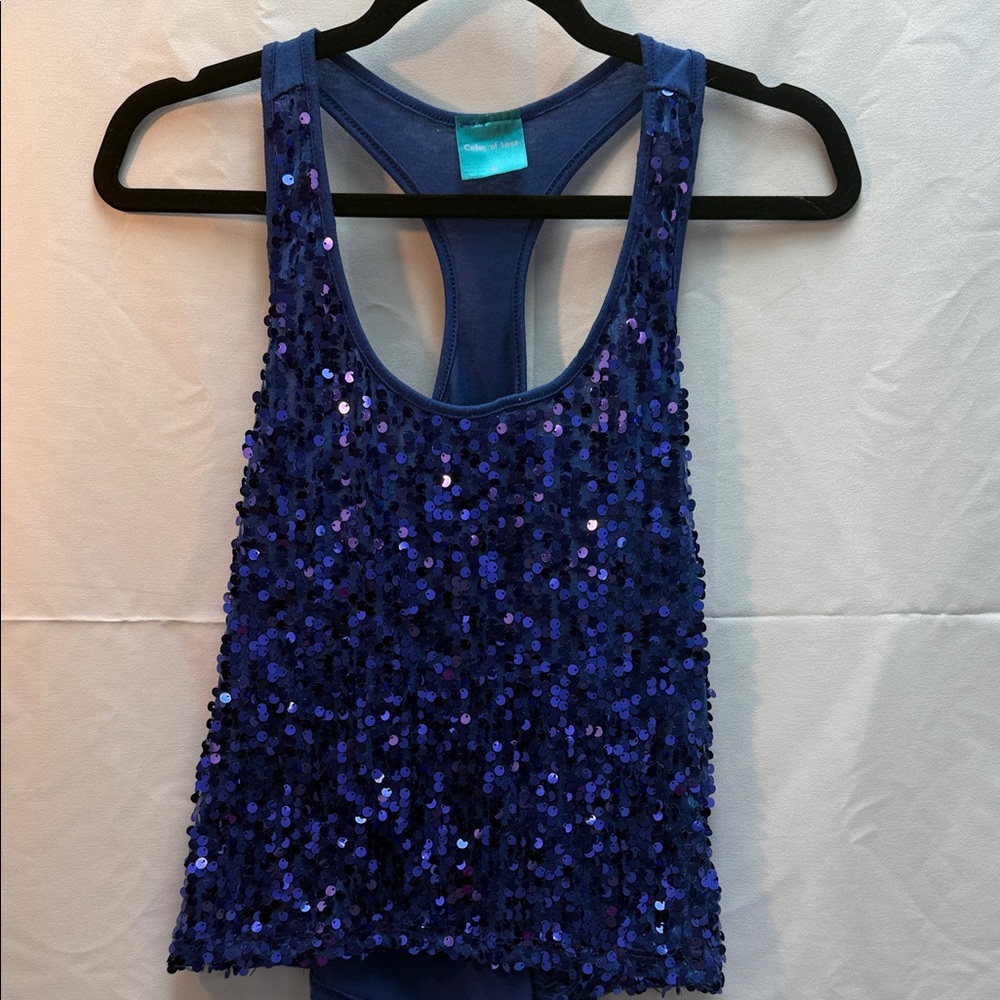 🥳Elegant Blue Sequin Tank Top